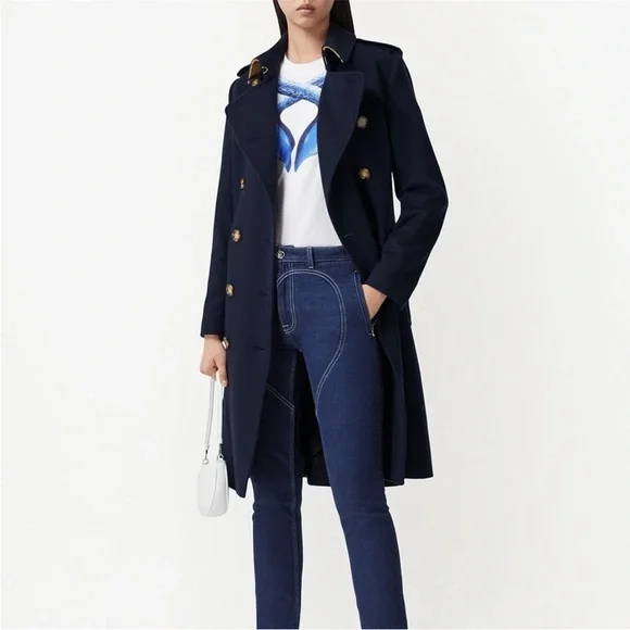 Burberry Kensington cashmere navy trench coat - Picture 6 of 15